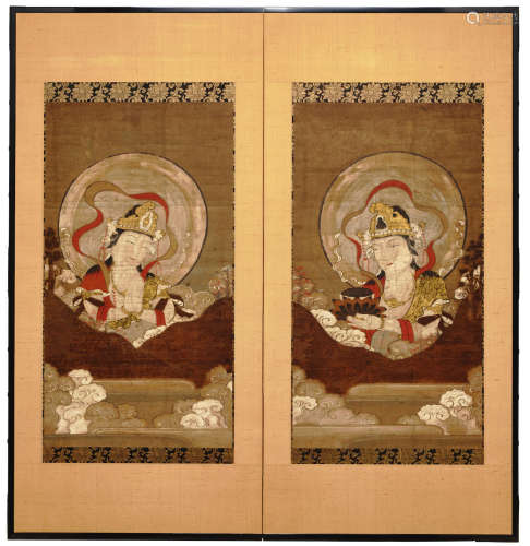 Anonymous A two-panel screen of bodhisattvas Momoyama (1573-1615) or Edo (1615-1868) period, early 17th century