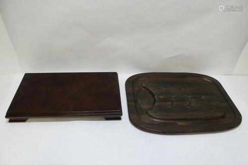 One Japanese wood serving tray & table top stand