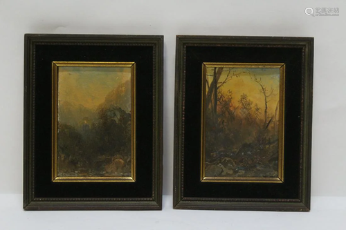 Pair oil on panel, signed, dated 1871(?)