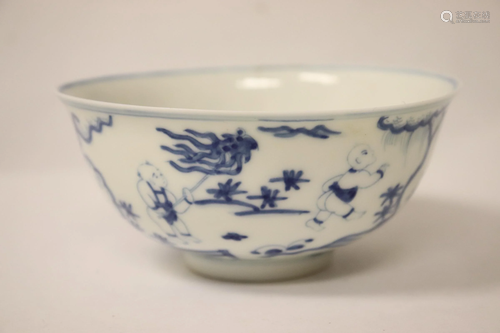 Chinese vintage blue and white porcelain bowl