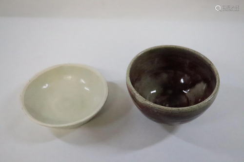 Chinese antique red glazed bowl & a small bowl