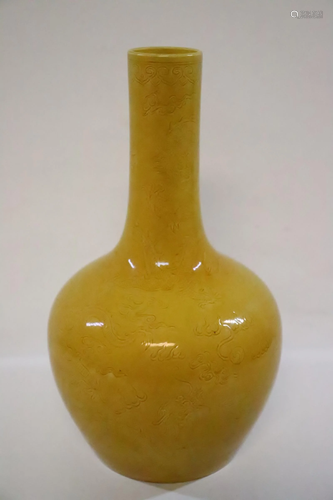 Yellow glazed porcelain vase