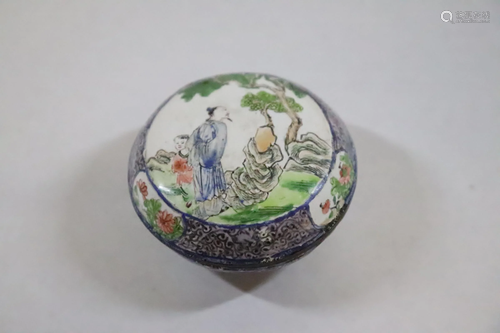 Chinese vintage enamel on copper ink box