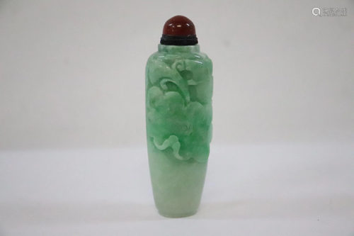 Chinese apple green jadeite carved snuff bottle