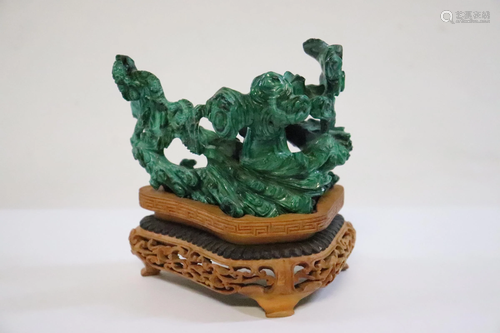 A fine malachite sculpture of dragon