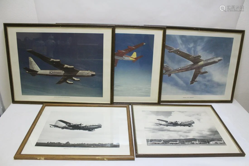 5 framed airplane photos