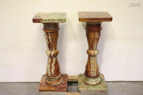 Pair beautiful onyx pedestal stands