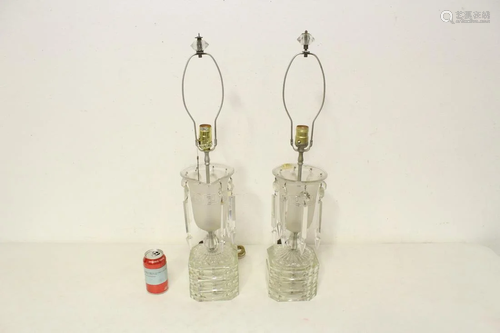 Pair crystal compote, made as lamps