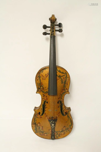 A beautiful antique painted violin, damage