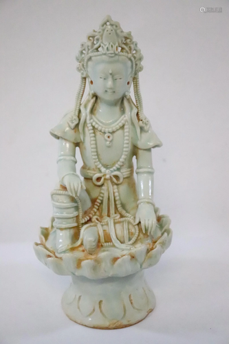 Chinese celadon porcelain sculpture of deity