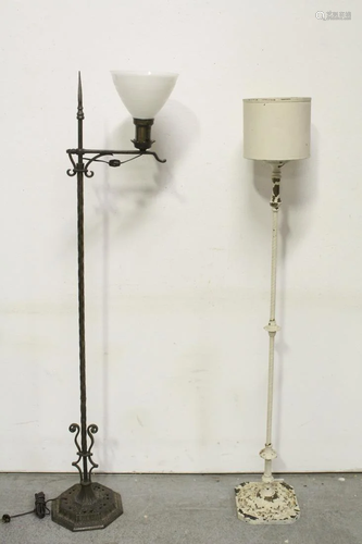 2 Victorian cast iron floor lamps