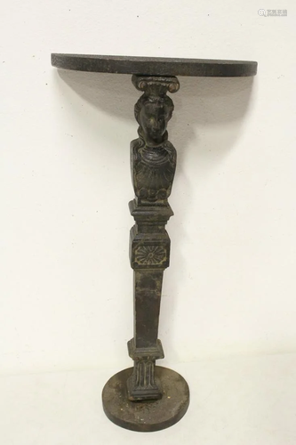 Antique wood carved pedestal in figural motif