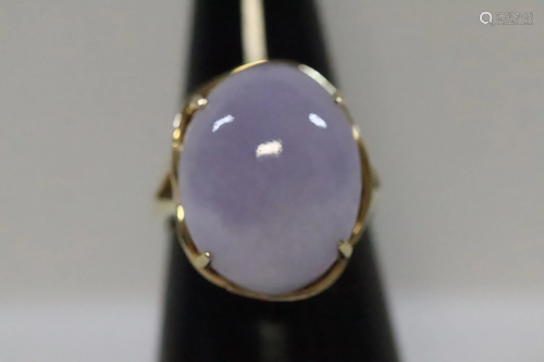 14K Y/G ring with lavender jadeite