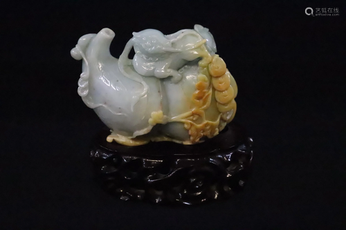 Chinese light apple green jadeite carving