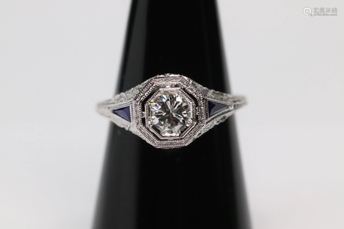 18K W/G art deco diamond ring