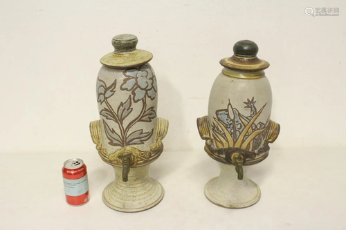 2 pottery water/ wine dispensers