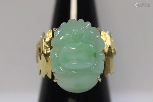 14K Y/G jadeite ring