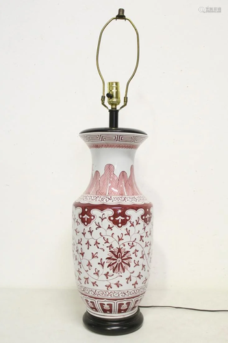 Chinese porcelain vase made as lamp