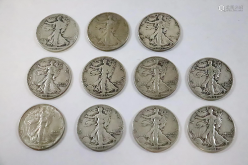 11 Liberty silver half dollars