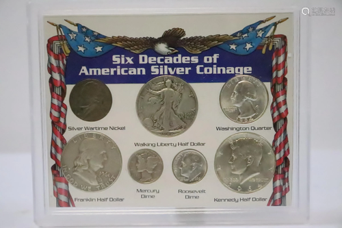 Panel of US silver coins