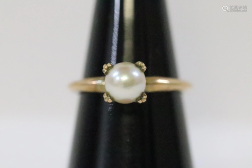 Victorian 10K Y/G cultured pearl ring