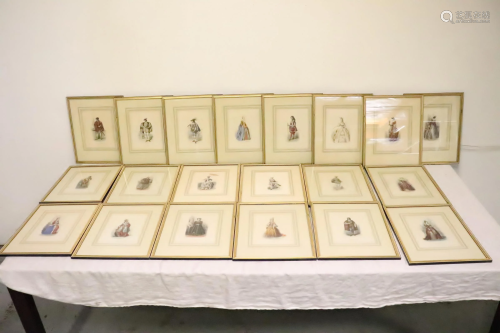 20 framed etchings depicting historical figures