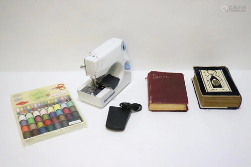 Antique jewish bible, a book & a mini. sewing machine