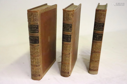 3 leather bound large books with gilt edge, c1821