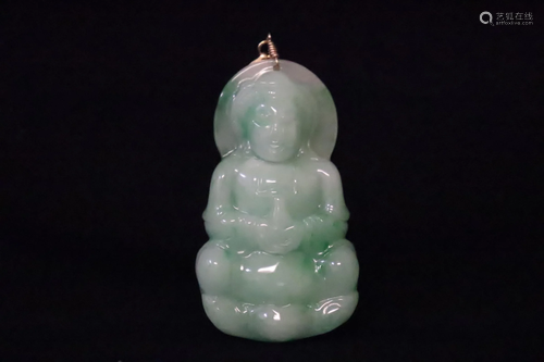 jadeite carved pendant in seated Buddha motif