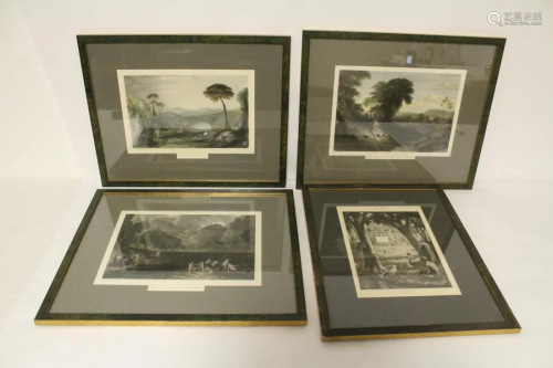 4 framed antique etchings