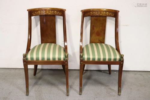 Pair antique French chairs with bronze ormolu