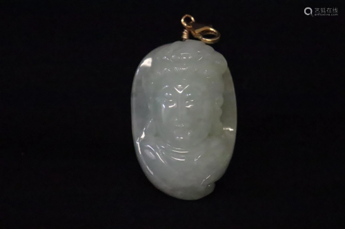 light apple green jadeite Buddha head pendant