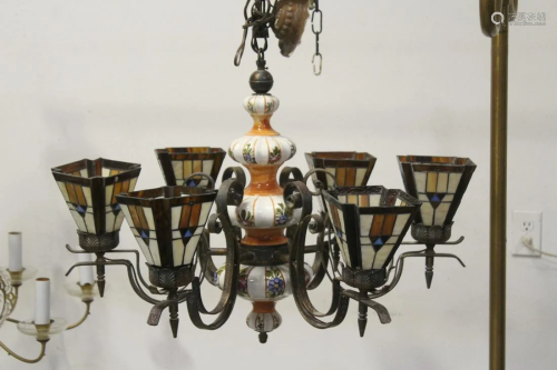 A fine porcelain and cast iron chandelier