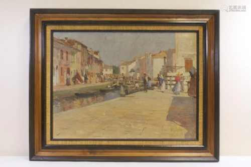19th/20th century oil on canvas painting, signed