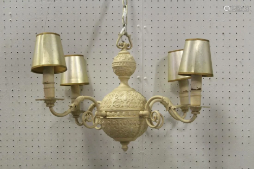 A fine painted metal 4-light chandelier