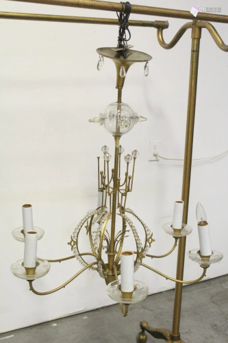 French antique bronze/ brass 6-light chandelier
