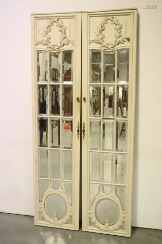 2 French painted white doors with beveled glasses