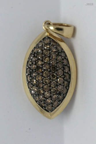 14K Y/G pendant w/ 55 brilliant cut brown diamonds