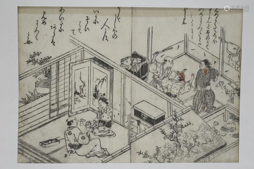 Japanese woodblock print by Sukenobu, c1775