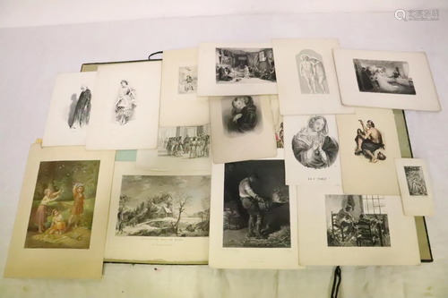 Large lot of antique etchings, prints