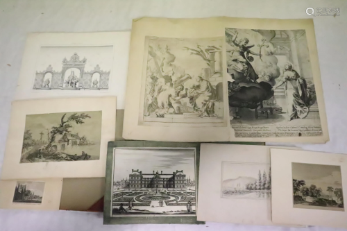 Lot of antique etchings, prints