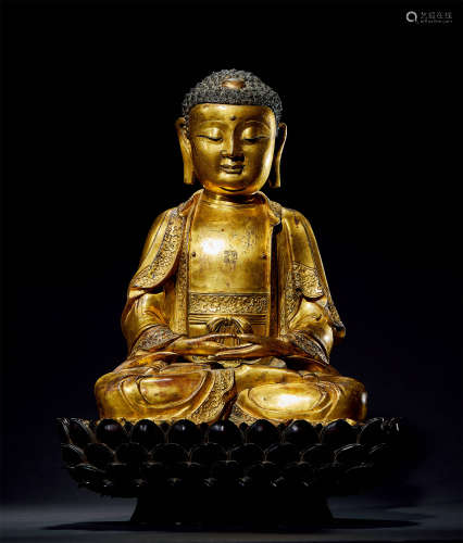 13世纪～14世纪 铜鎏金阿弥陀佛坐像