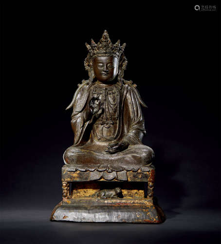明 铜鎏金地藏菩萨造像