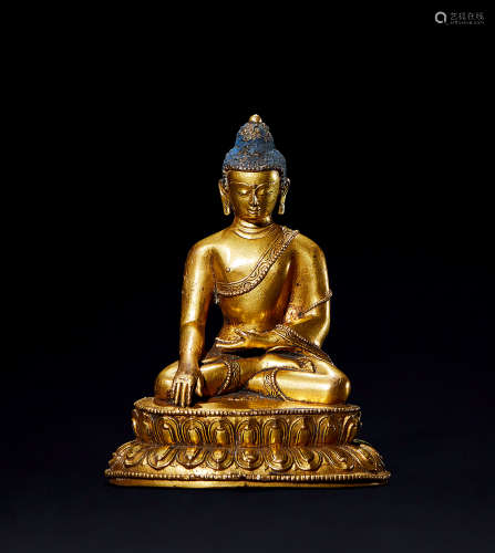 明 铜鎏金释迦摩尼造像 （尼泊尔风格）