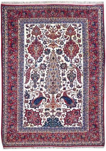 AN ISFAHAN RUG ON SILK FOUNDATION, 1930