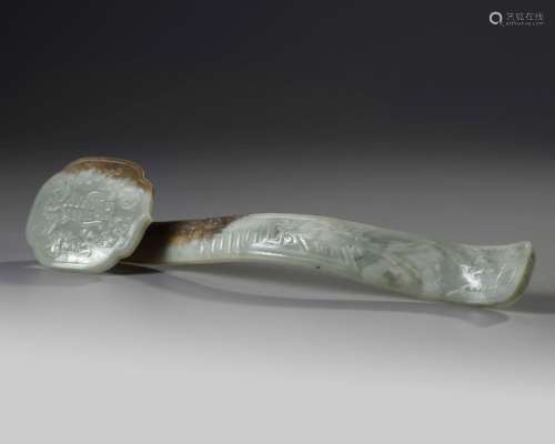 A CHINESE PALE CELADON JADE SCEPTER, 19TH 20TH CEN…