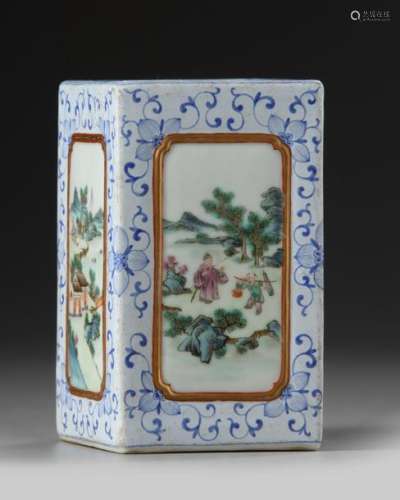 A CHINESE FAMILLE ROSE PORCELAIN BRUSH POT, 19TH 2…