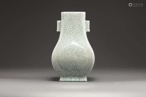 A Chinese crackle glazed twin handled hu vase