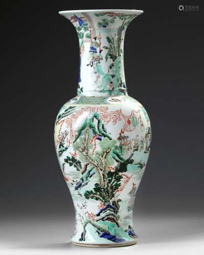 A CHINESE FAMILLE VERTE 'PHOENIX TAIL' VASE, CHINA…