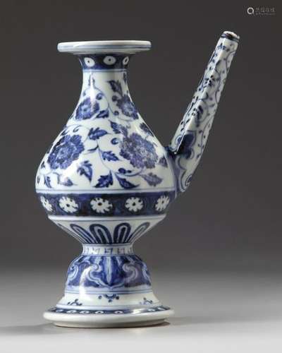 A CHINESE BLUE AND WHITE XUANDE STYLE EWER